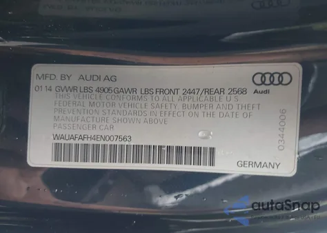 2014 Audi A5 2.0T Premium z USA, uszkodzony, nr VIN WAUAFAFH4EN007563